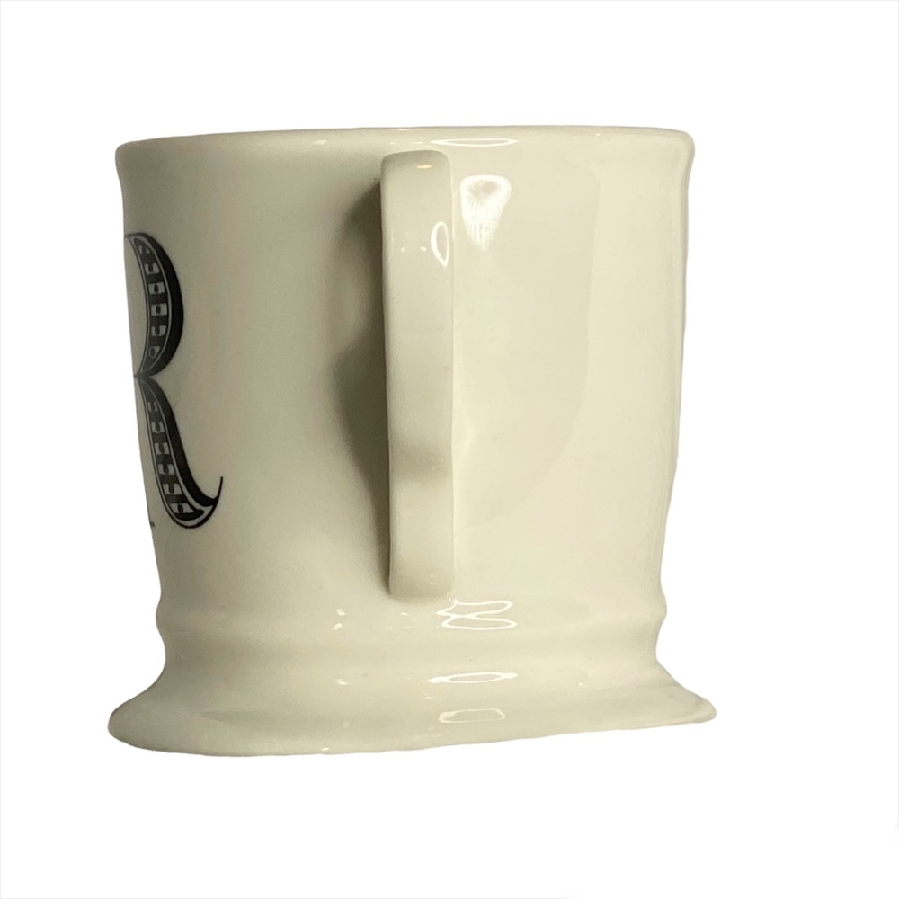 Anthropologie R Initial Monogram mug ceramic shaving coffee tea cream + black - Picture 2 of 8